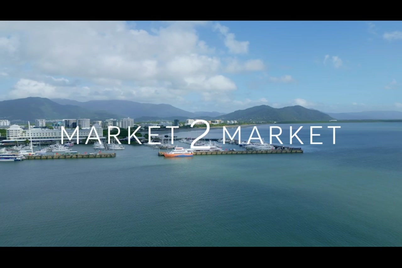 Aerial View of Cairns CBD, Marina & Coastline