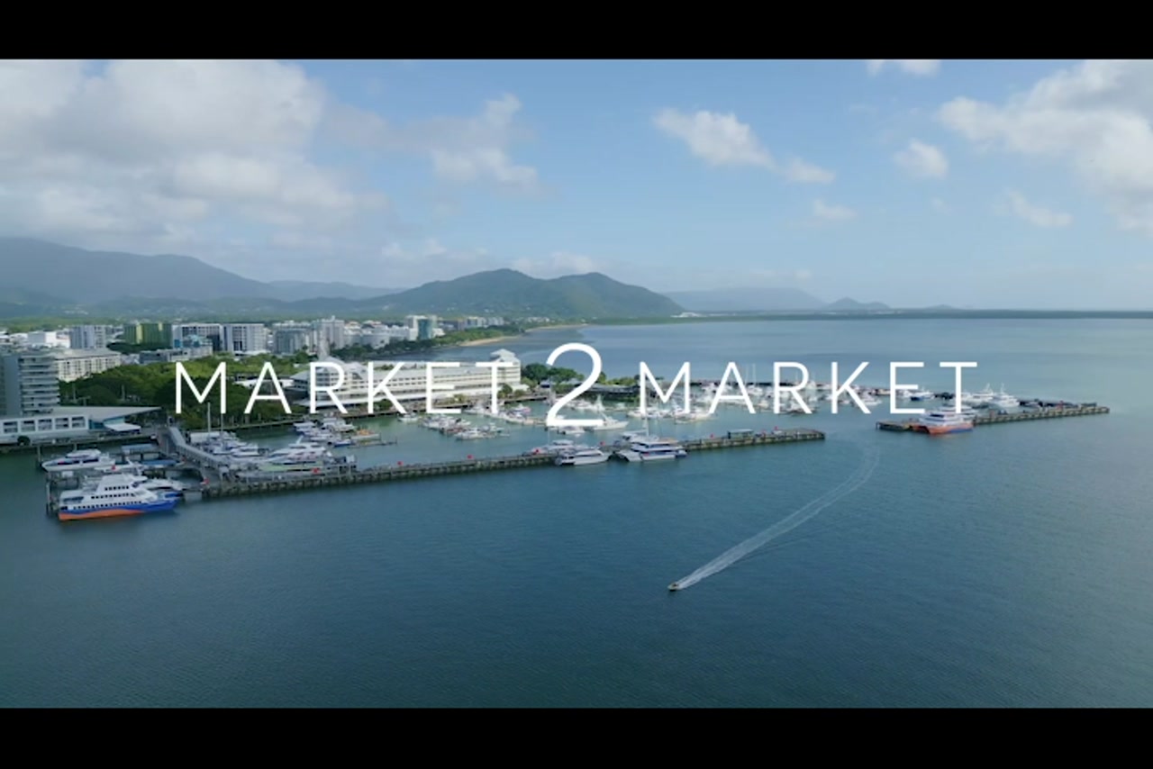 Aerial View of Cairns Marina and Coastline