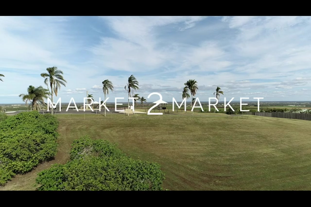 Aerial footage of agricultural fields, lookout and rest stop, North Queensland