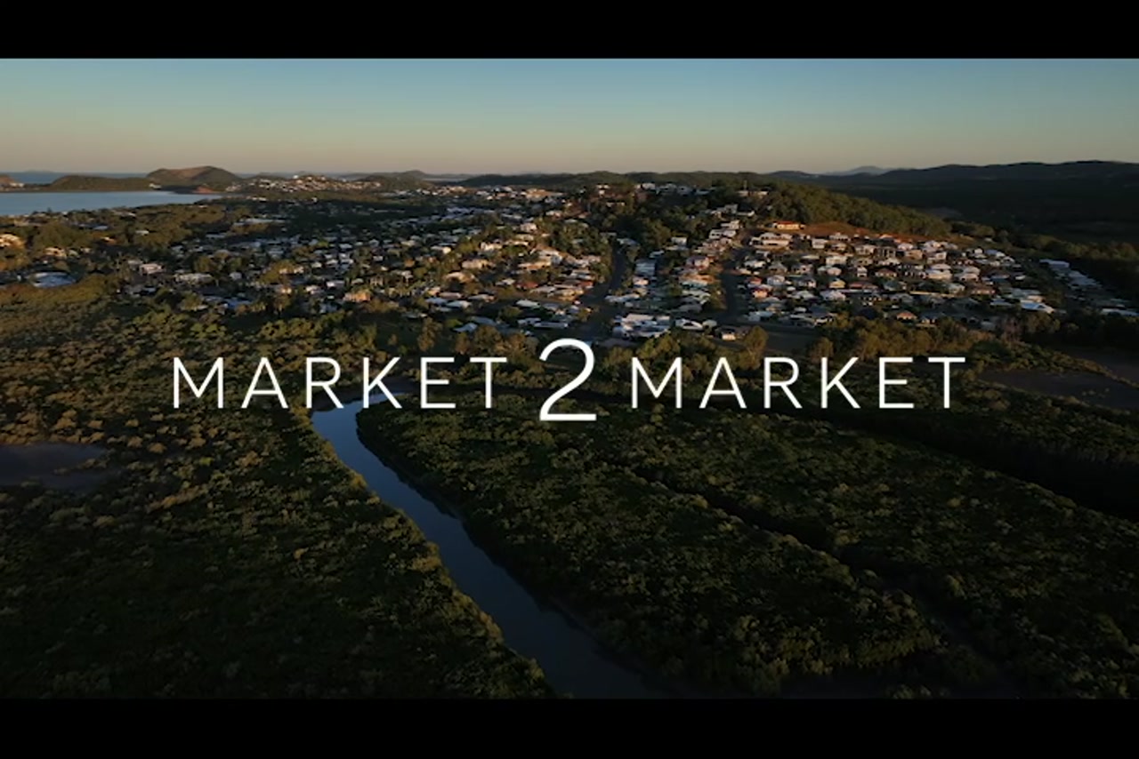 Aerial footage over residential areas of Yeppoon at dusk