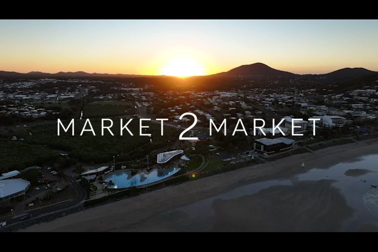 Aerial footage over Yeppoon Lagoon at dusk