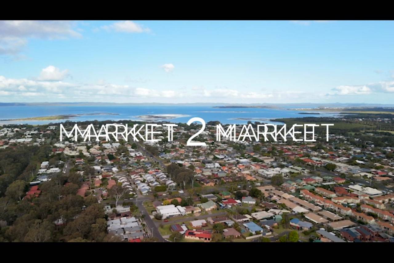 Aerial view over Cleveland and Moreton Bay